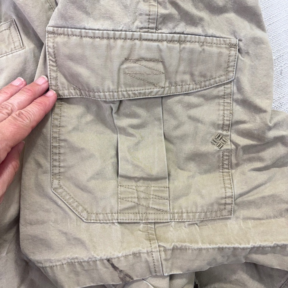 Columbia Mens Khaki Cotton Cargo Shorts 3XB Tan Hiking Utility‎ Outdoor - Picture 11 of 11